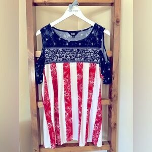 Patriotic Cold Shoulder Top